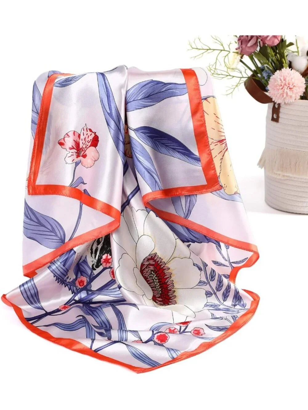 4PCS 35” Satin Large Square Scarves - Silk-Like Neck Wraps & Hair Accessories